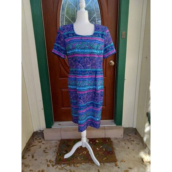 Vintage Sag Harbor Paisley Stripe Dress Size - Picture 2 of 6